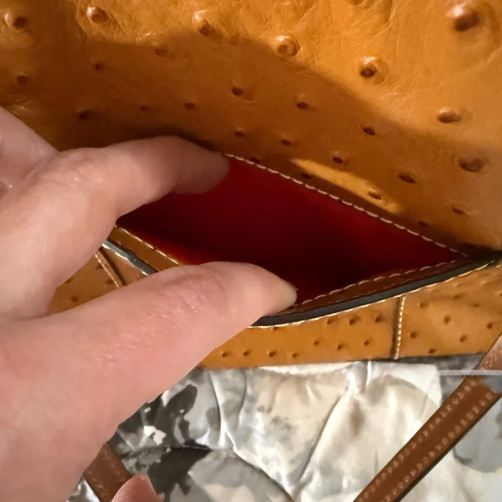 Dooney & Bourke Brown Ostrich-Embossed Tote - Picture 6 of 14